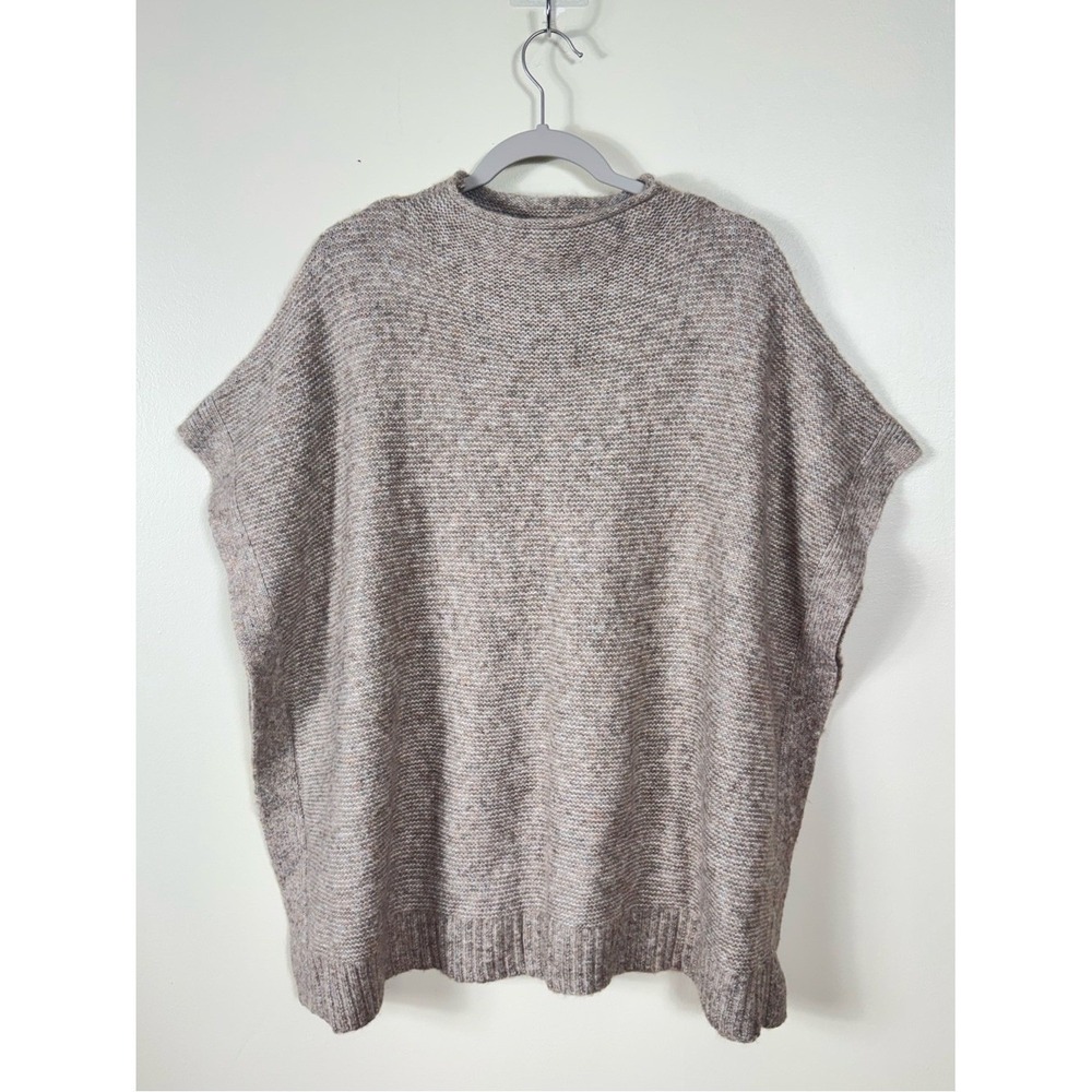 Womens Oversized Knit Poncho OS Layers Neutral Coastal Fisherman Slouchy New - Picture 2 of 7